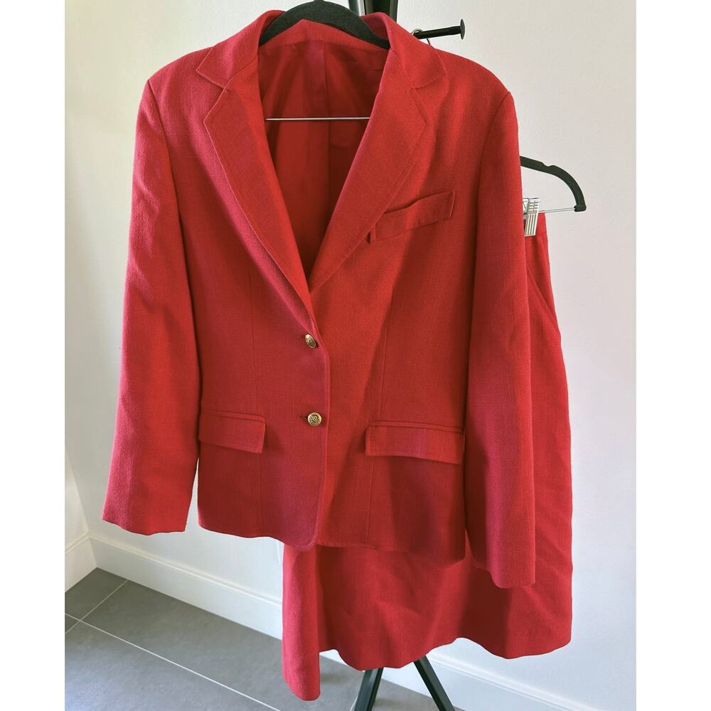 Vintage 2 Piece Cherry Red Blazer Skirt Size 11 12 1950-1960’s